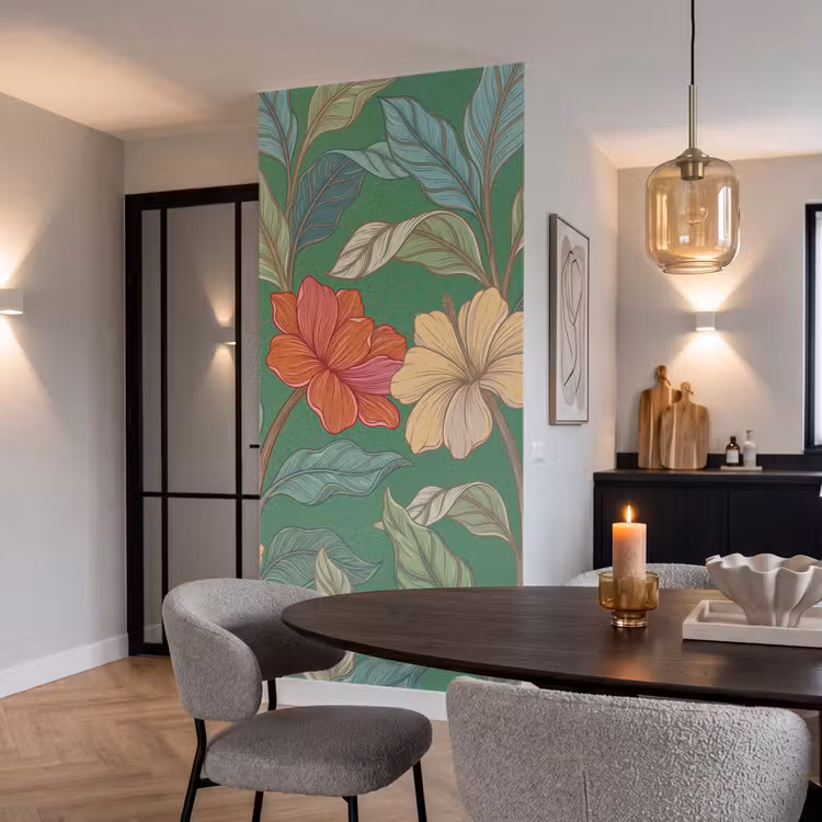 Behang - Bloemen - Groen - Illustratie — 5