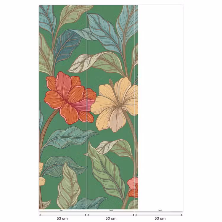 Behang - Bloemen - Groen - Illustratie — 6