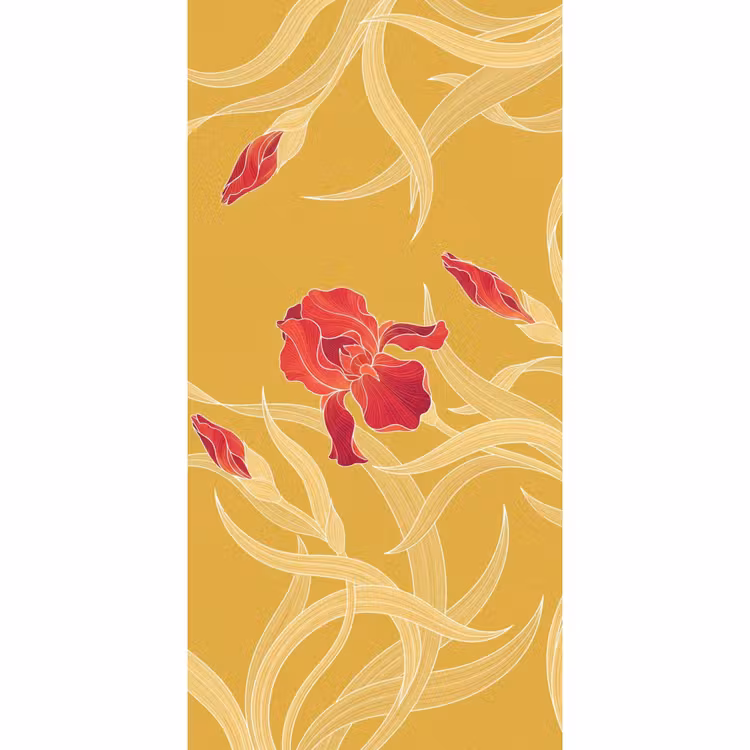 Behang - Bloemen - Illustratie - Rood — 2