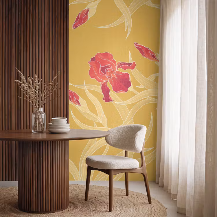 Behang - Bloemen - Illustratie - Rood — 4