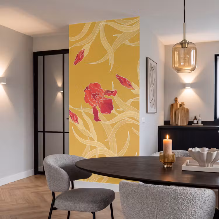 Behang - Bloemen - Illustratie - Rood — 5