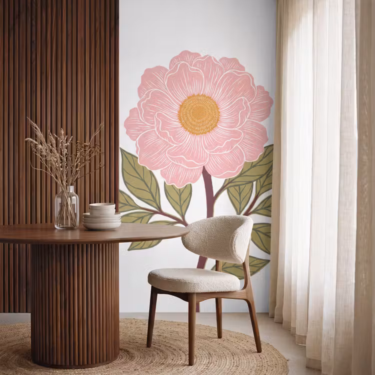 Behang - Bloemen - Roze - Illustratie — 4