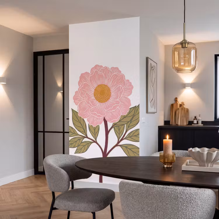 Behang - Bloemen - Roze - Illustratie — 5