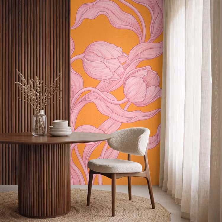 Behang - Roze bloemen - Modern — 4