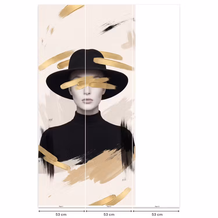 Behang - Vrouw - Portret - Modern - Goud - Kunst — 6