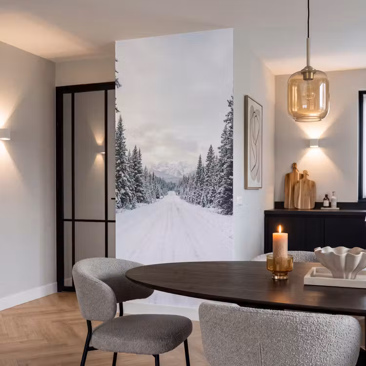 Behang - Weg - Sneeuw - Naaldbos - Winter - Avontuurlijk — 5