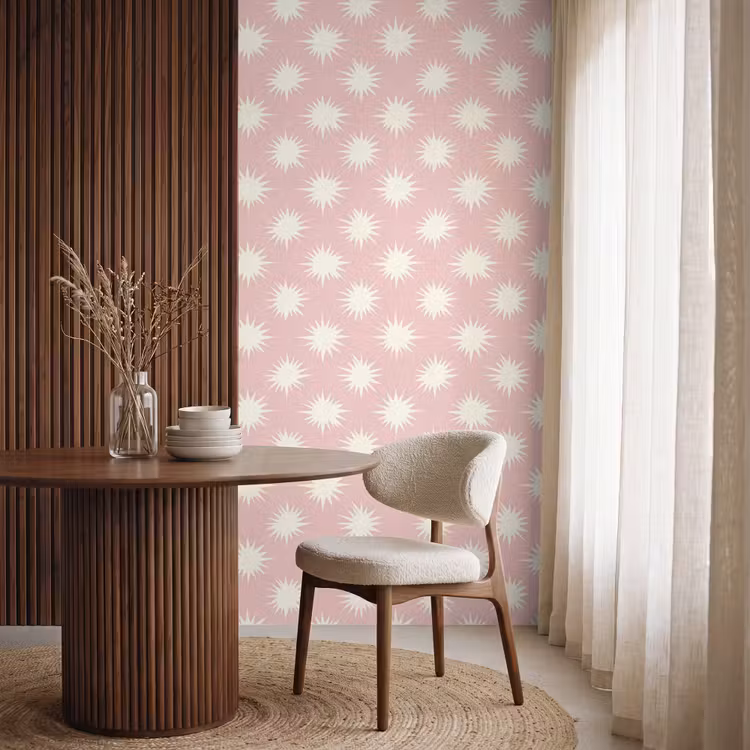Behang - Zonnen - Patroon - Roze — 4