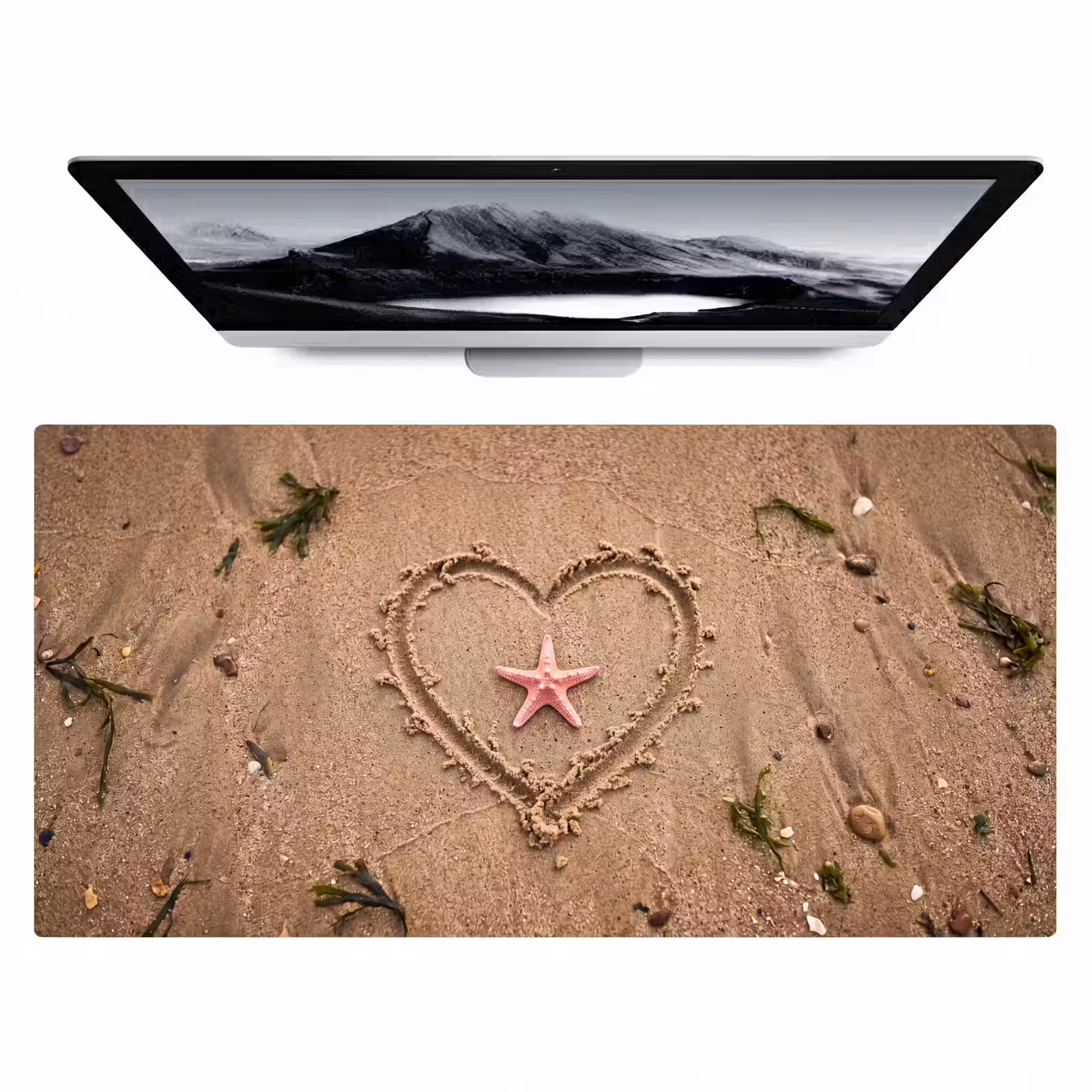 Bureau onderlegger - Dieren - Hart - Strand - Zand - Roze — 1