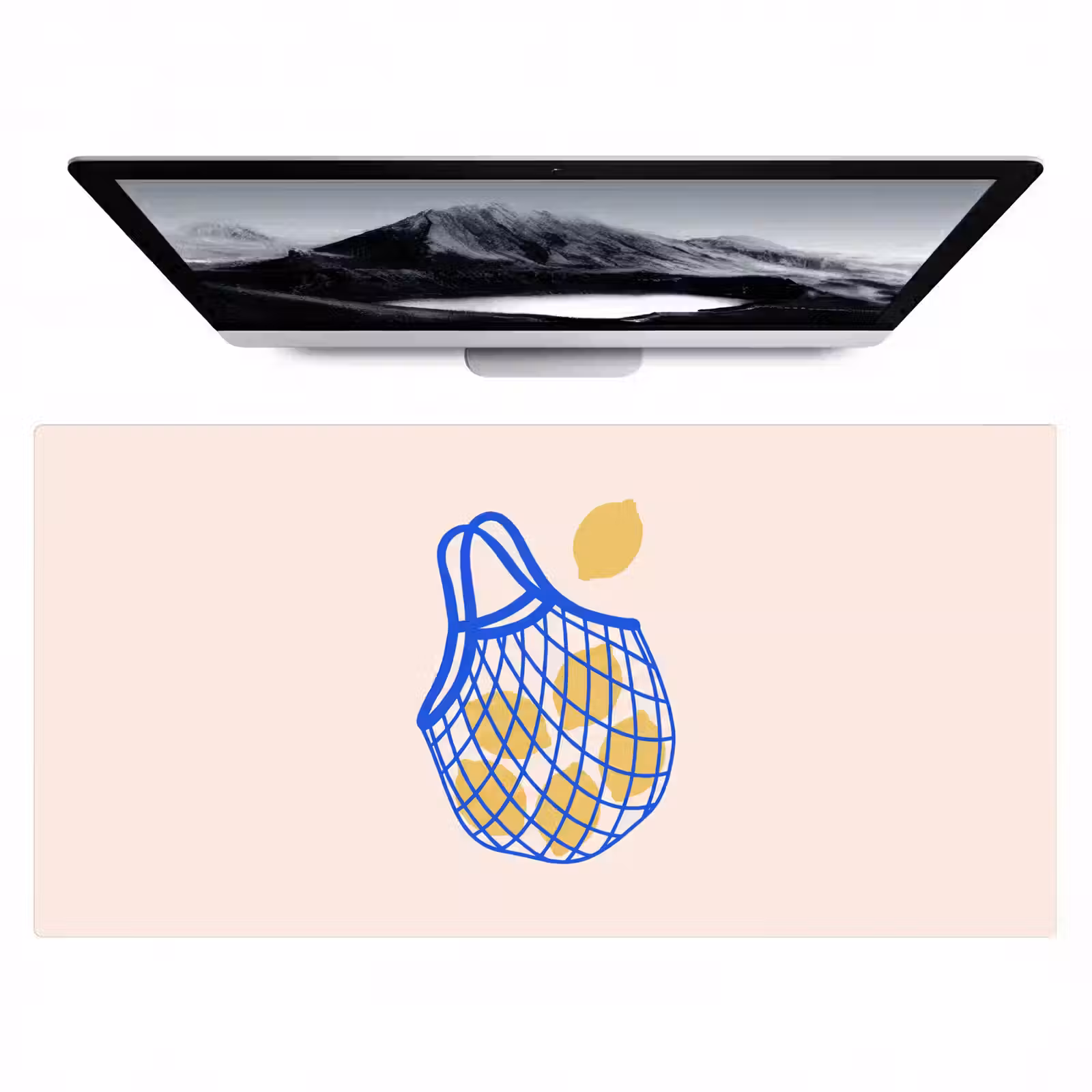 Bureau onderlegger - Eten - Citroen - Boodschappen - Abstract - Geel - Blauw — 1