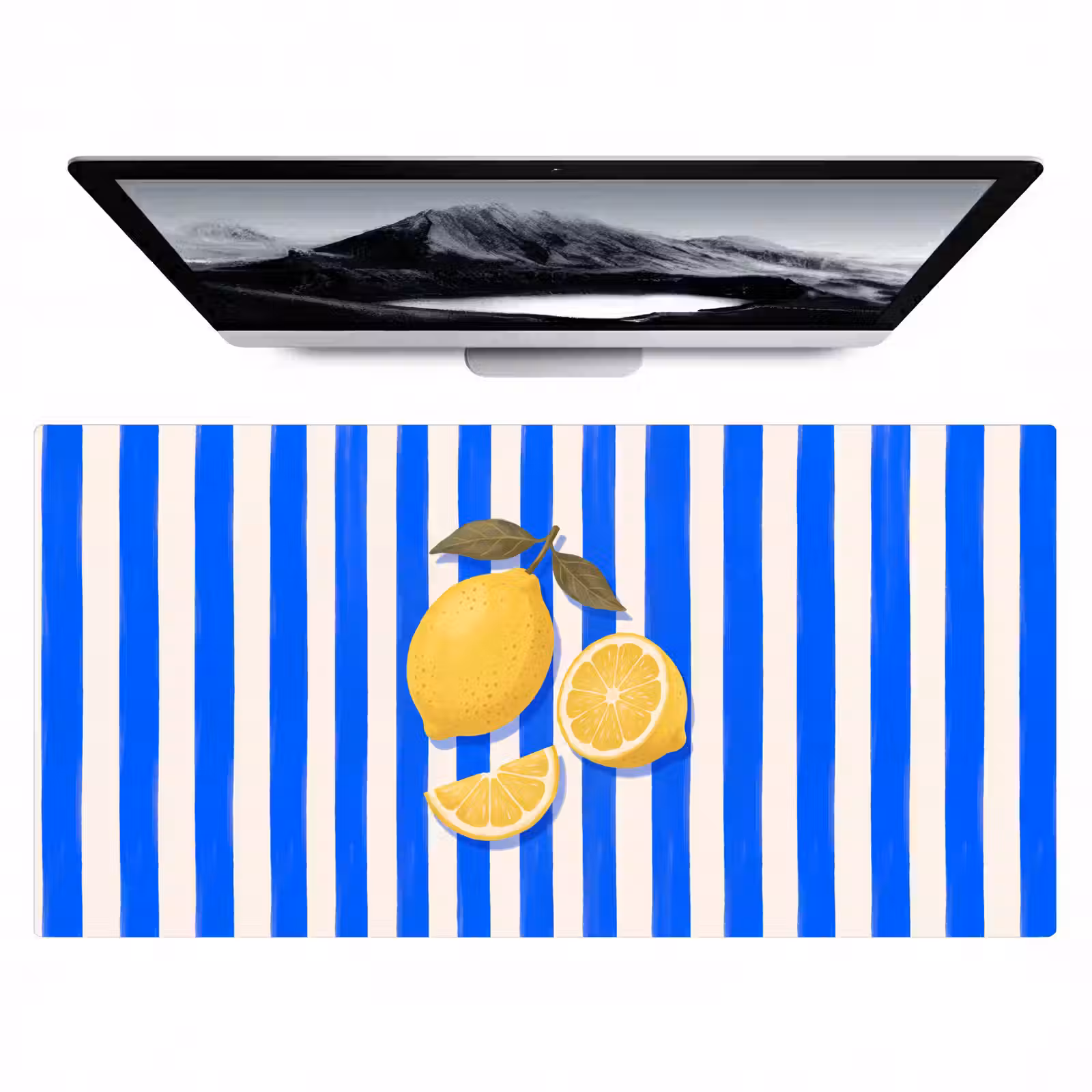 Bureau onderlegger - Fruit - Citroen - Zomer - Geel - Blauw — 1