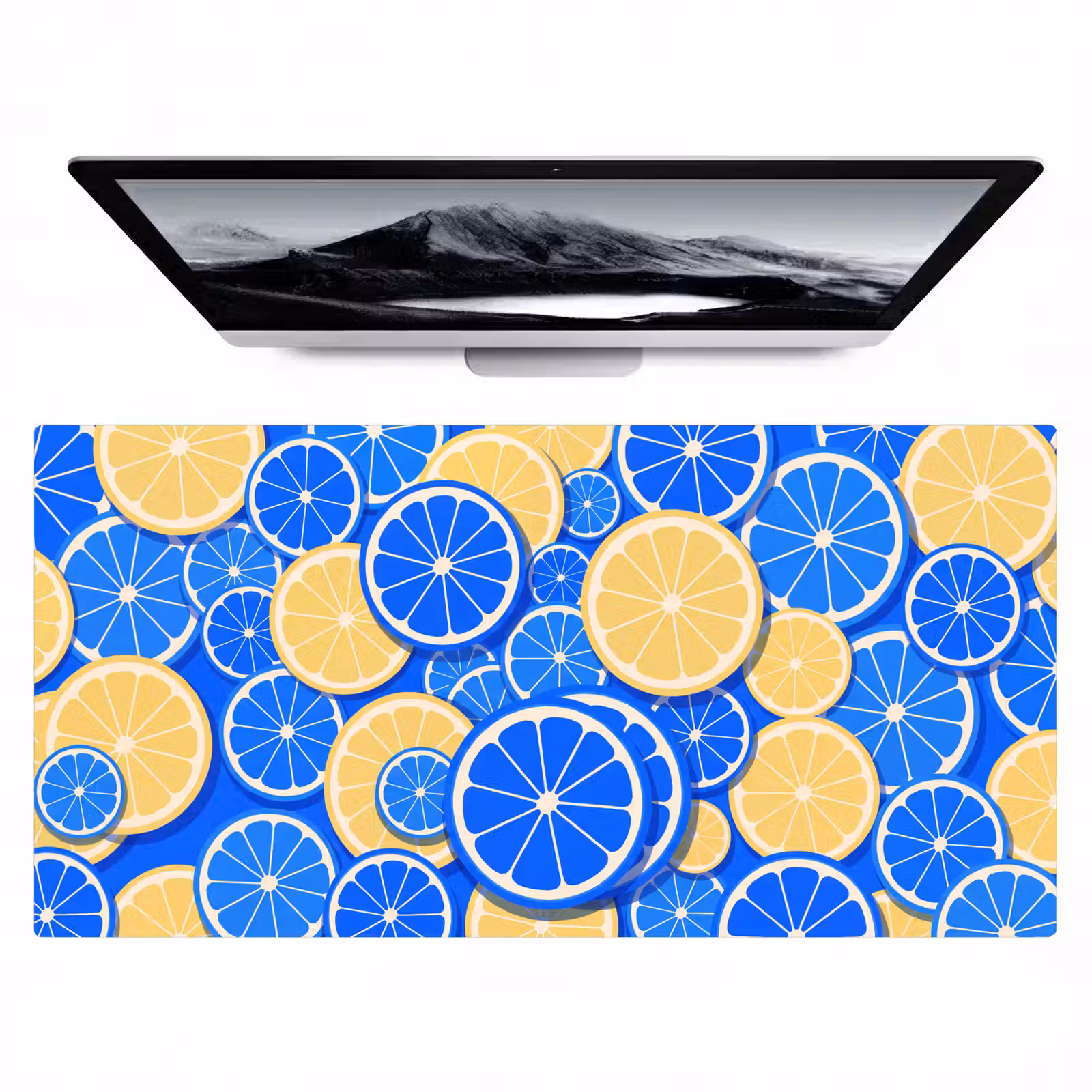 Bureau onderlegger - Fruit - Schijven - Patroon - Modern - Blauw - Geel — 1