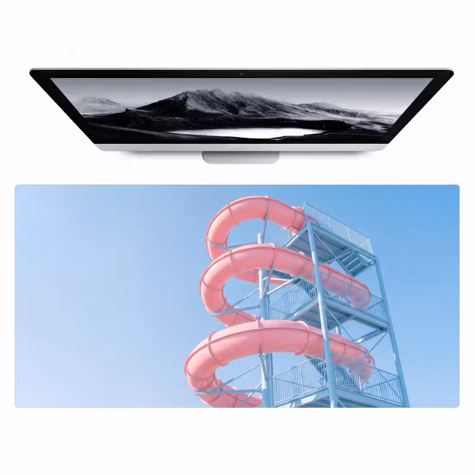 Bureau onderlegger - Glijbaan - Waterpark - Spiraal - Modern - Roze — 1