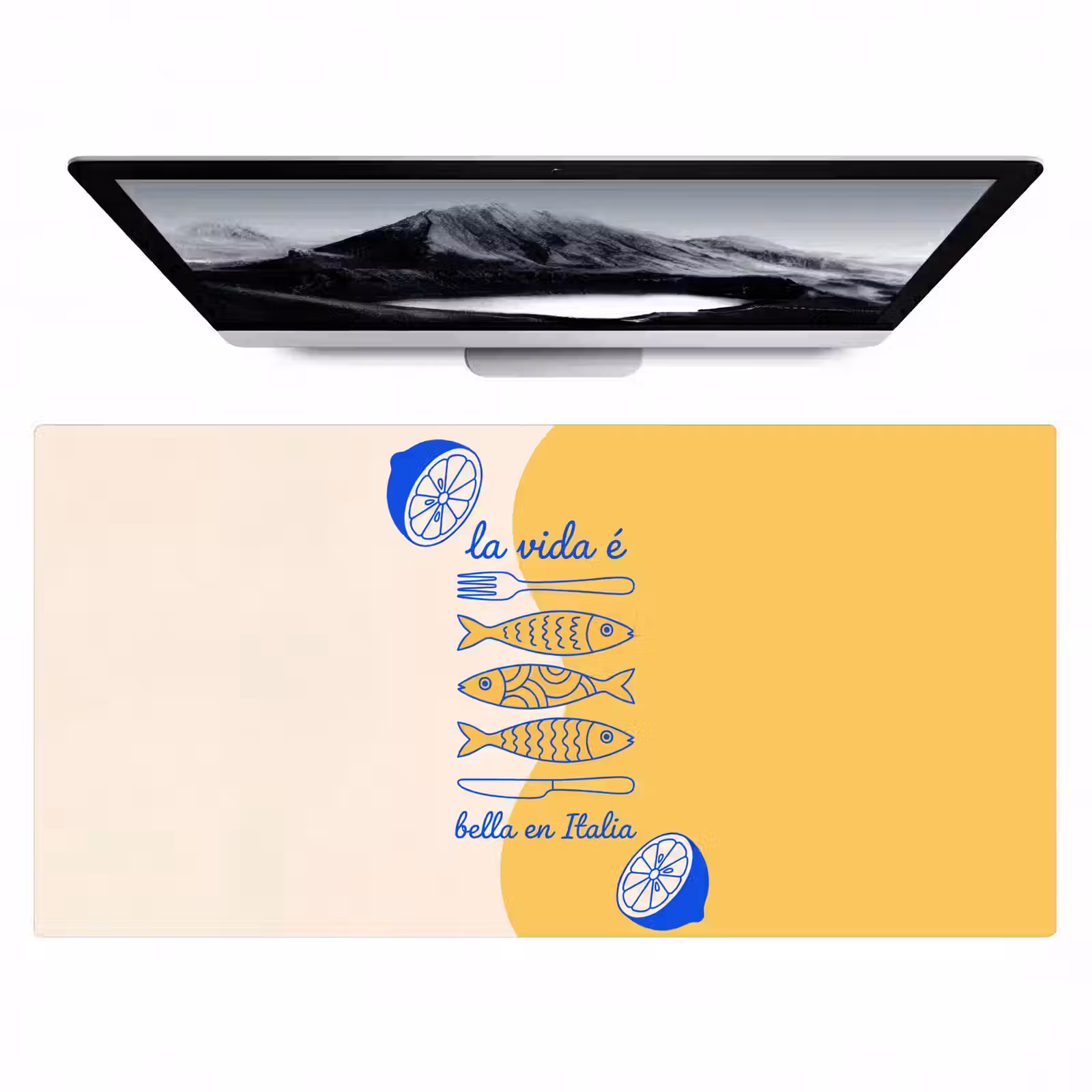 Bureau onderlegger - Italië - Eten - Citroen - Vis - Grafisch — 1