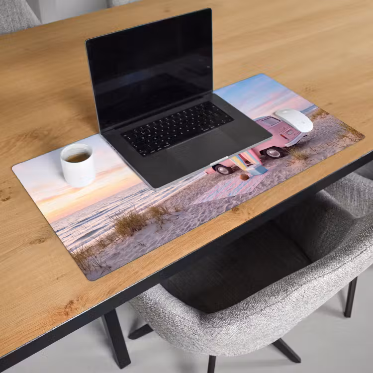 Bureau onderlegger - Busje - Strand - Surfplank - Zomer - Roze — 3