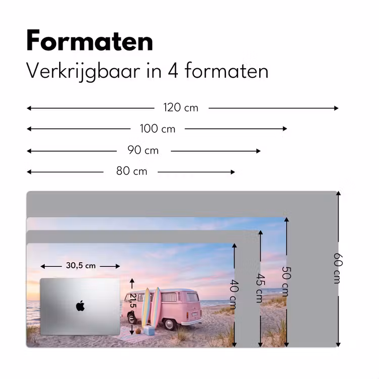 Bureau onderlegger - Busje - Strand - Surfplank - Zomer - Roze — 8