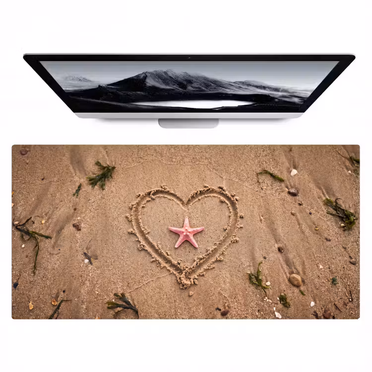 Bureau onderlegger - Dieren - Hart - Strand - Zand - Roze — 1