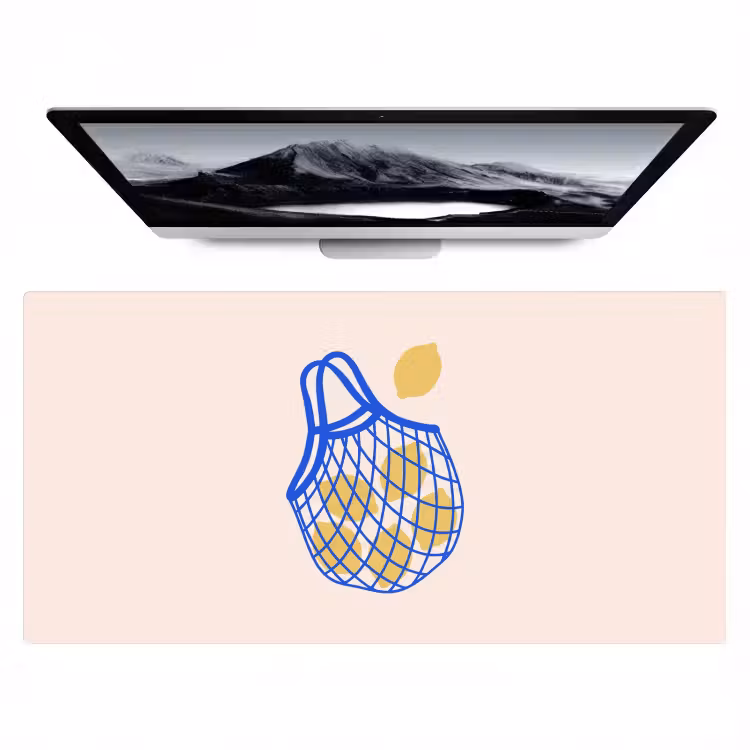 Bureau onderlegger - Eten - Citroen - Boodschappen - Abstract - Geel - Blauw — 1