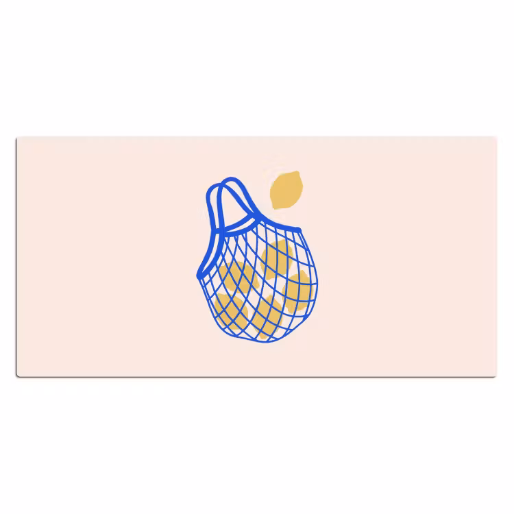 Bureau onderlegger - Eten - Citroen - Boodschappen - Abstract - Geel - Blauw — 2