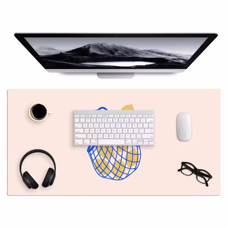 Bureau onderlegger - Eten - Citroen - Boodschappen - Abstract - Geel - Blauw — 4