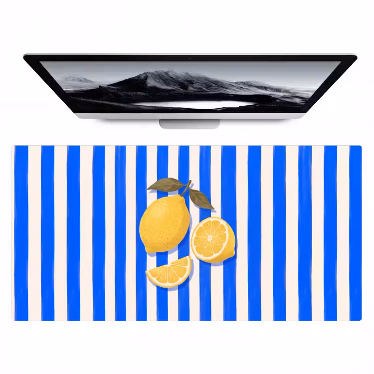 Bureau onderlegger - Fruit - Citroen - Zomer - Geel - Blauw — 1