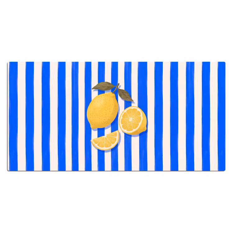 Bureau onderlegger - Fruit - Citroen - Zomer - Geel - Blauw — 2