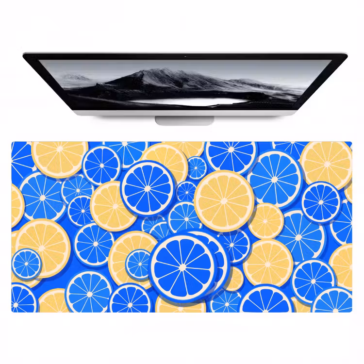 Bureau onderlegger - Fruit - Schijven - Patroon - Modern - Blauw - Geel — 1