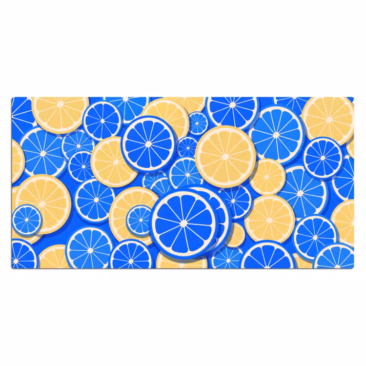 Bureau onderlegger - Fruit - Schijven - Patroon - Modern - Blauw - Geel — 2