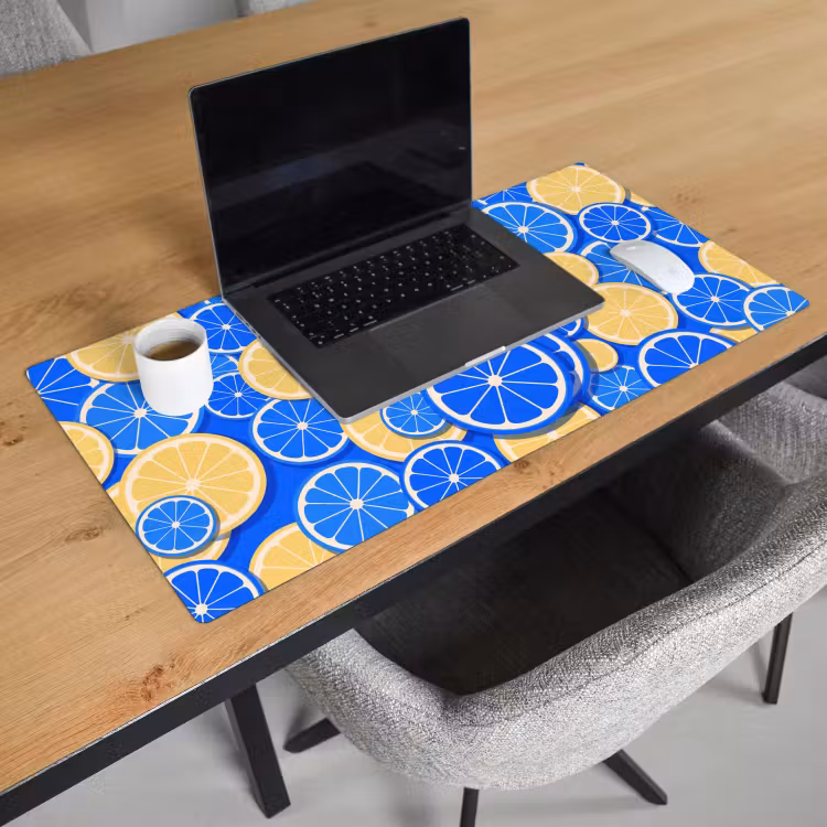 Bureau onderlegger - Fruit - Schijven - Patroon - Modern - Blauw - Geel — 3
