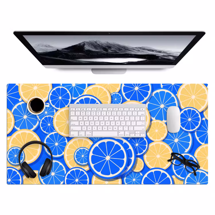 Bureau onderlegger - Fruit - Schijven - Patroon - Modern - Blauw - Geel — 4