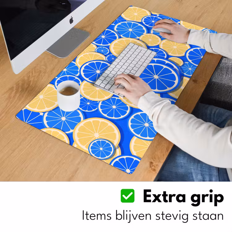 Bureau onderlegger - Fruit - Schijven - Patroon - Modern - Blauw - Geel — 6