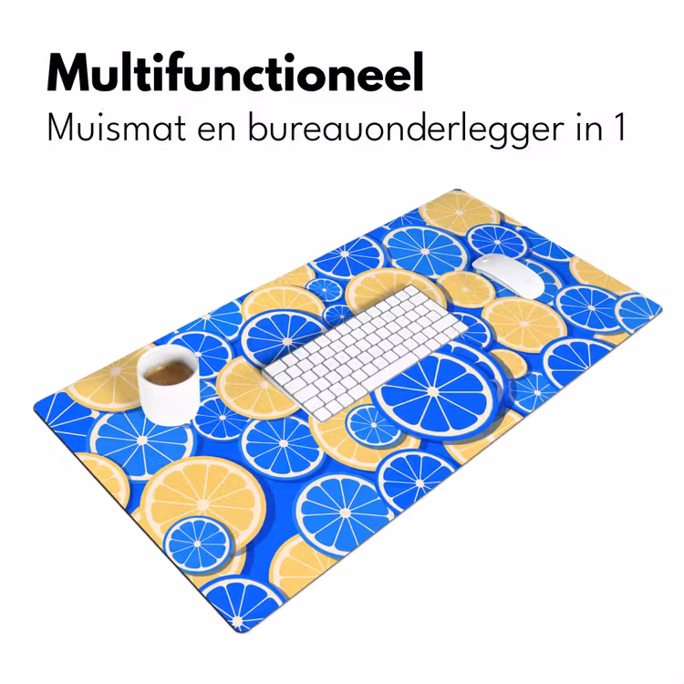 Bureau onderlegger - Fruit - Schijven - Patroon - Modern - Blauw - Geel — 7