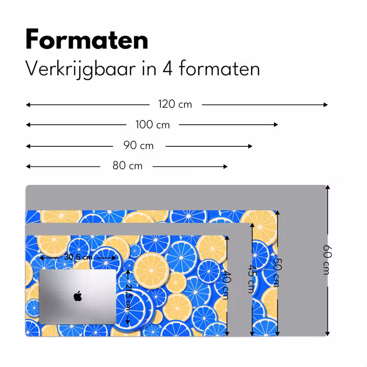 Bureau onderlegger - Fruit - Schijven - Patroon - Modern - Blauw - Geel — 8