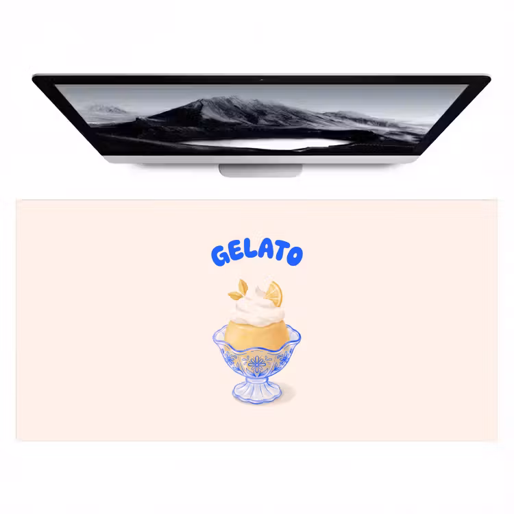 Bureau onderlegger - IJs - Citroen - Illustratie - Geel - Dessert — 1