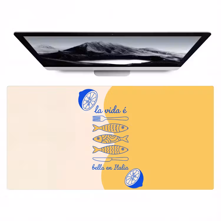Bureau onderlegger - Italië - Eten - Citroen - Vis - Grafisch — 1