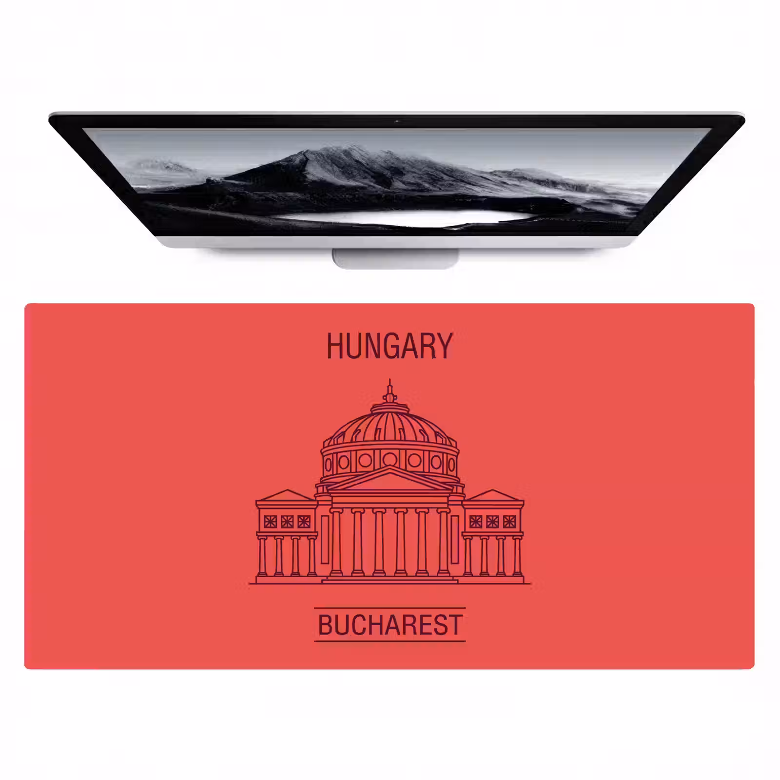 Bureau onderlegger - Architectuur - Boekarest - Stedelijk - Lijntekening - Rood — 1