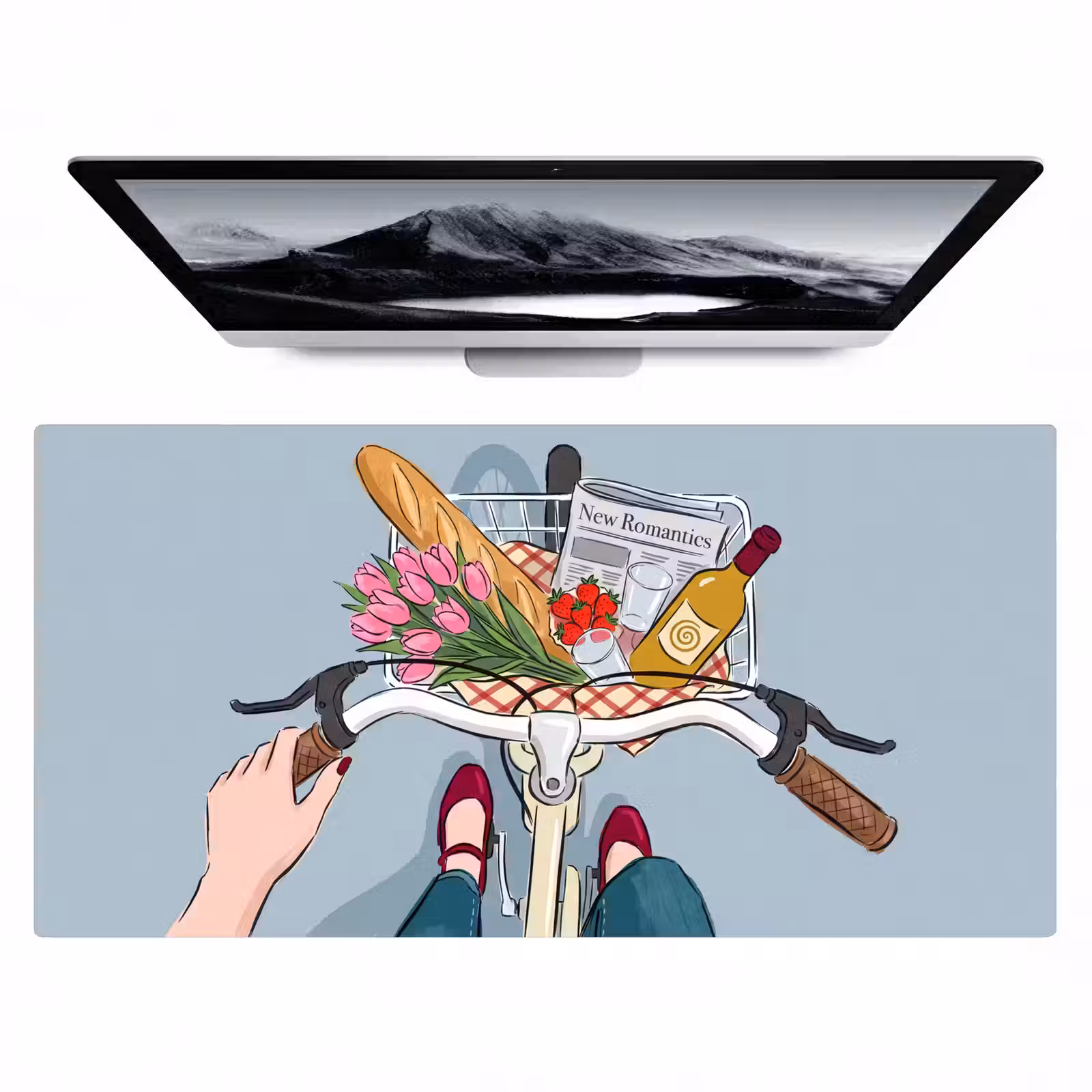 Bureau onderlegger - Fiets - Picknick - Zomer - Illustratie — 1
