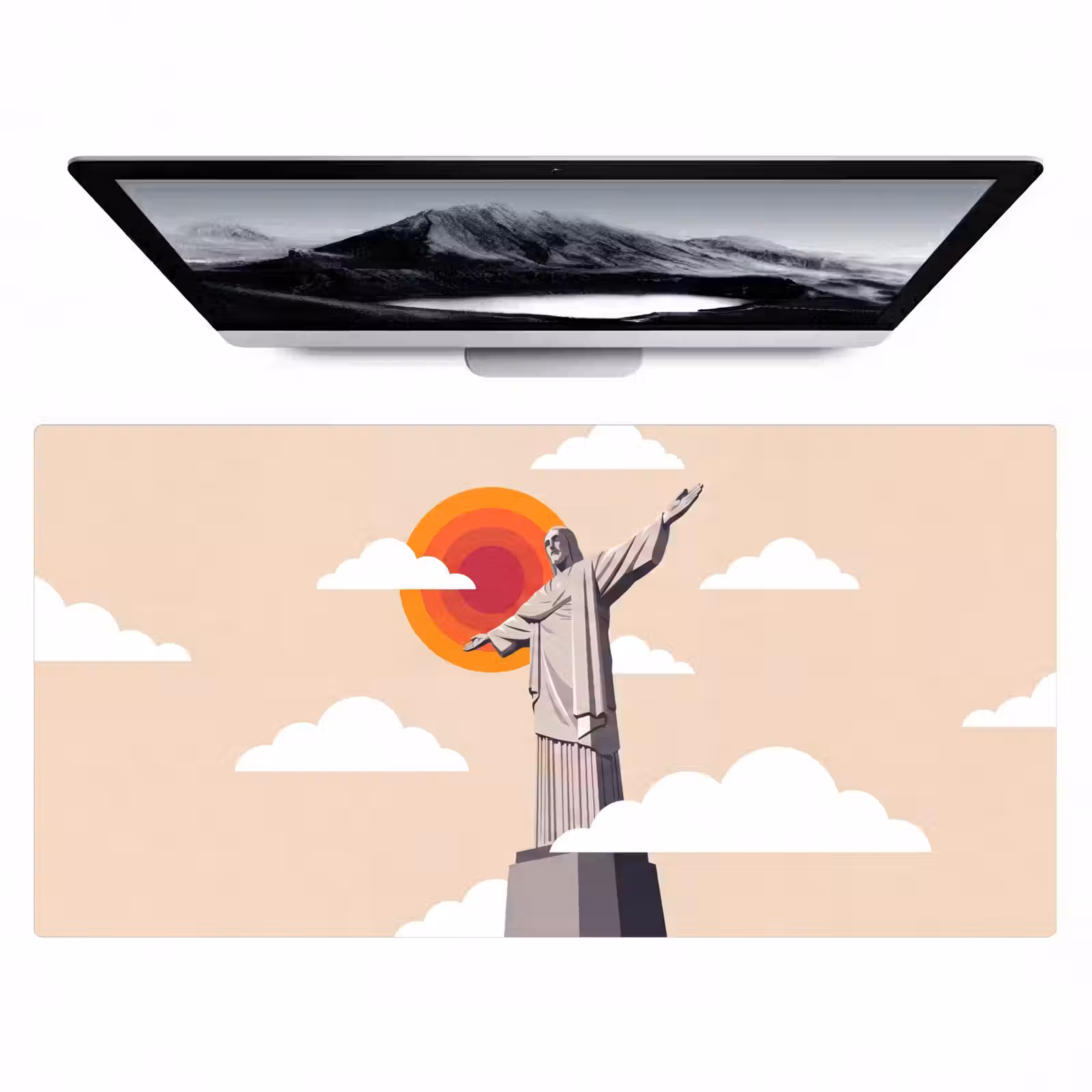 Bureau onderlegger - Monument - Stad - Zonsondergang - Minimalistisch - Oranje — 1