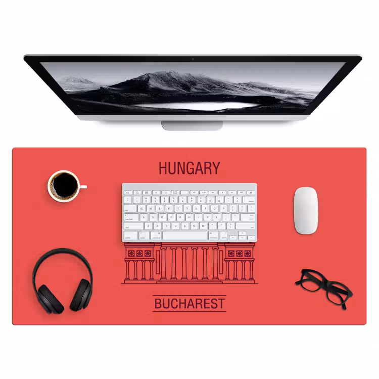 Bureau onderlegger - Architectuur - Boekarest - Stedelijk - Lijntekening - Rood — 4