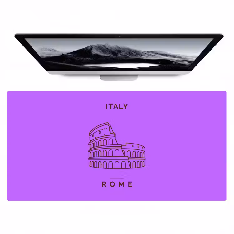 Bureau onderlegger - Architectuur - Colosseum - Rome - Minimalistisch - Paars — 1