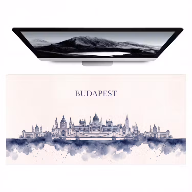 Bureau onderlegger - Boedapest - Skyline - Architectuur - Aquarel - Blauw — 1