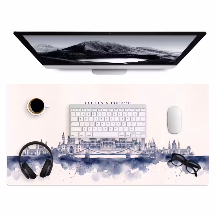 Bureau onderlegger - Boedapest - Skyline - Architectuur - Aquarel - Blauw — 4