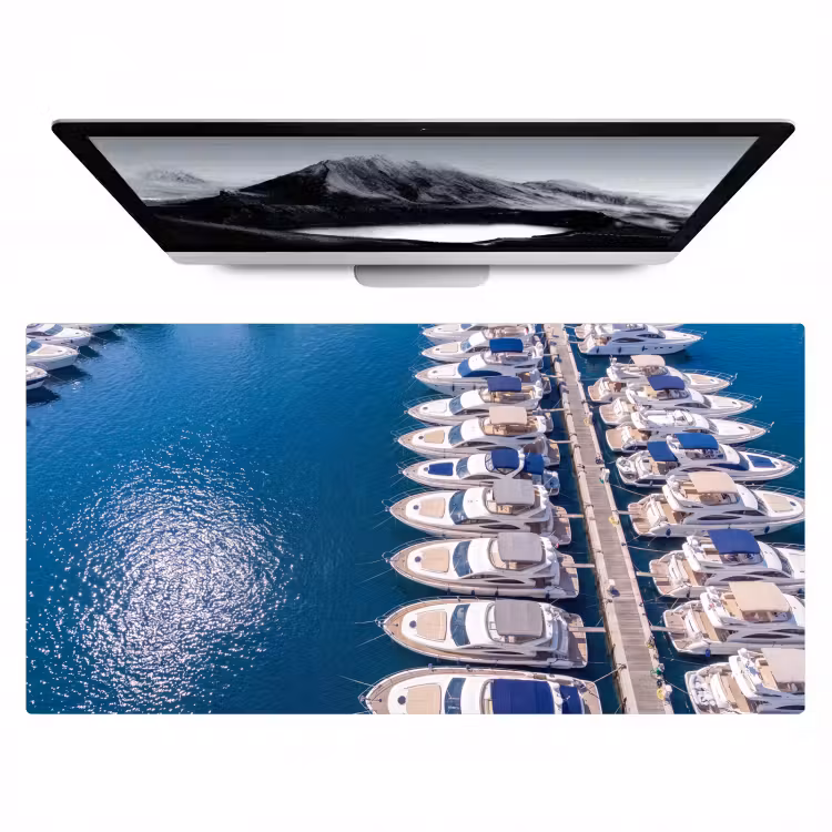 Bureau onderlegger - Boot - Jachthaven - Water - Zomer - Blauw — 1