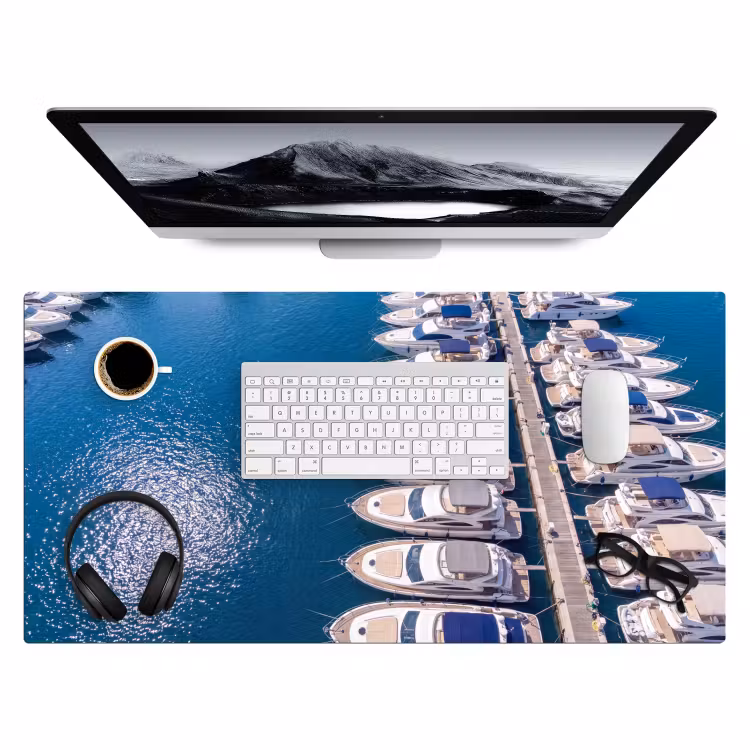 Bureau onderlegger - Boot - Jachthaven - Water - Zomer - Blauw — 4
