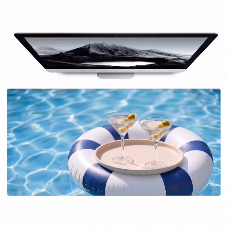 Bureau onderlegger - Cocktail - Zwembad - Zomer - Blauw — 1