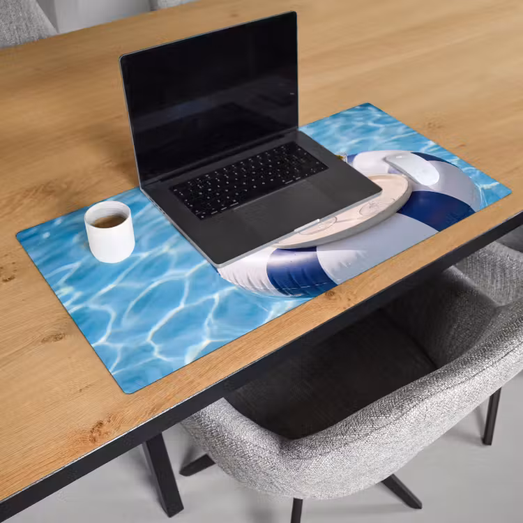 Bureau onderlegger - Cocktail - Zwembad - Zomer - Blauw — 3