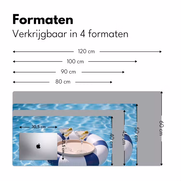Bureau onderlegger - Cocktail - Zwembad - Zomer - Blauw — 8