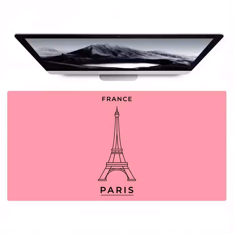 Bureau onderlegger - Eiffeltoren - Parijs - Architectuur - Minimalistisch - Roze — 1