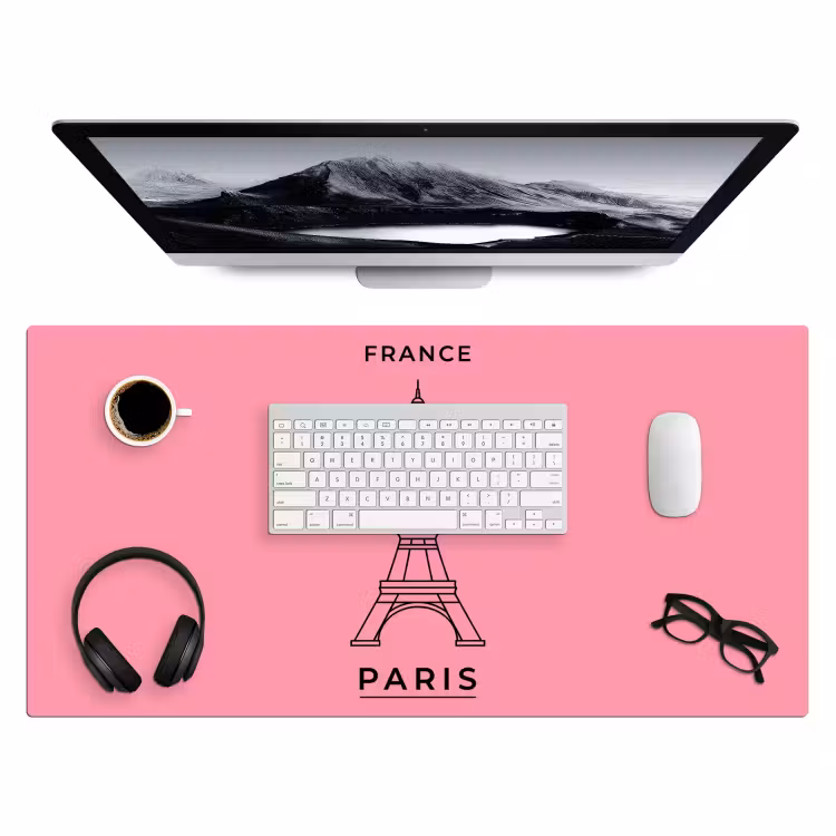 Bureau onderlegger - Eiffeltoren - Parijs - Architectuur - Minimalistisch - Roze — 4