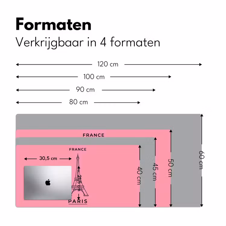 Bureau onderlegger - Eiffeltoren - Parijs - Architectuur - Minimalistisch - Roze — 8