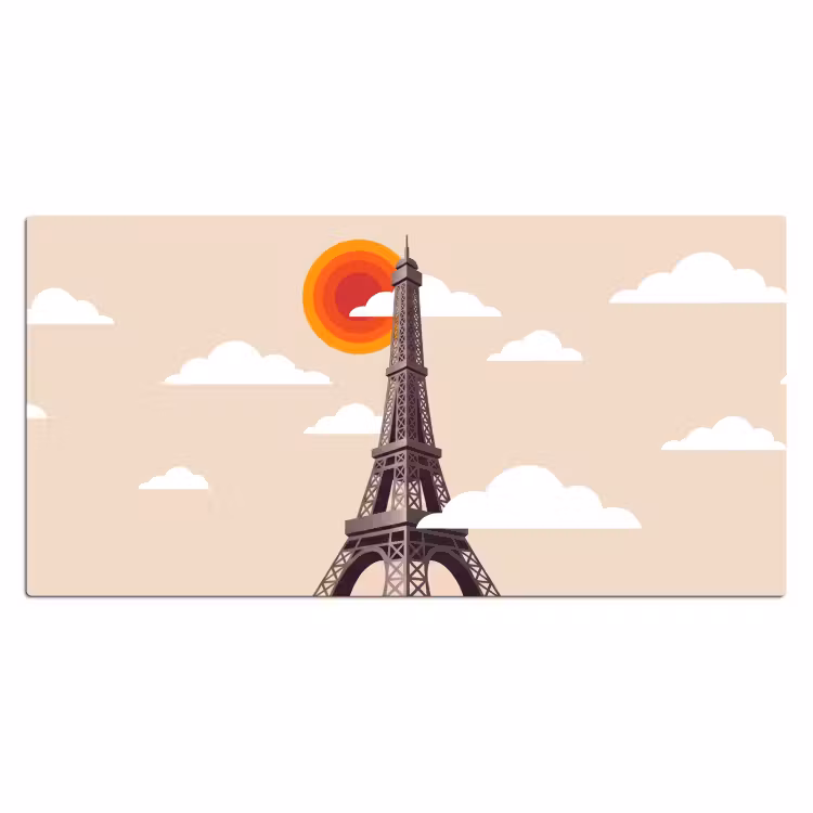 Bureau onderlegger - Eiffeltoren - Zon - Architectuur - Abstract - Beige — 2